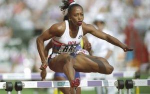 Gail Devers participando en las olimpiadas de Londres 2012